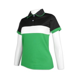 P1160 Custom-made women's slim Polo shirt 3 color color matching Princess collar Contrast sleeve design Polo shirt supplier P1160 Custom-made women's slim Polo shirt 3 color color matching Princess collar Contrast sleeve design Polo shirt supplier